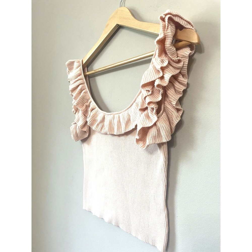 Unbranded Peach Tank Top Shirt XS  Ruffled Cropped Boho